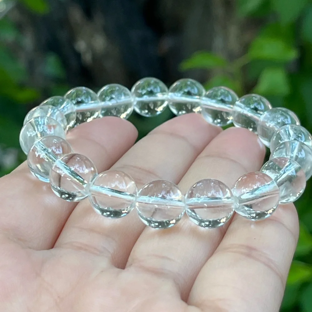 9.5mm‎ stretchable clear quartz bracelet